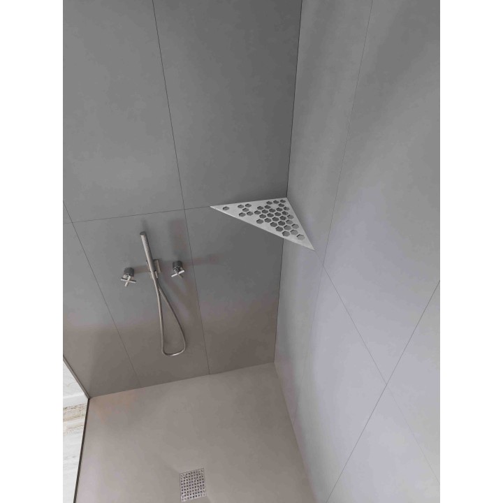 Etagère triangulaire en acier inox brossé
