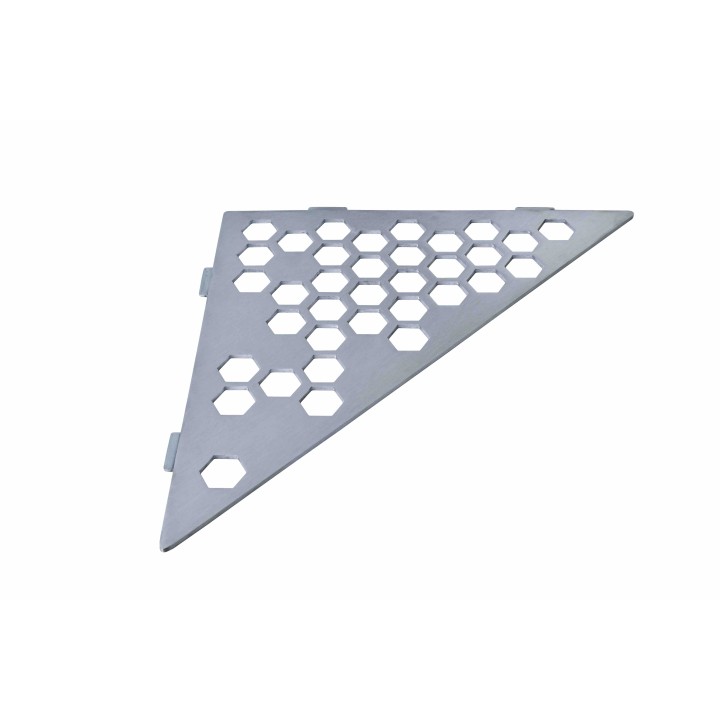 Etagère triangulaire en acier inox brossé