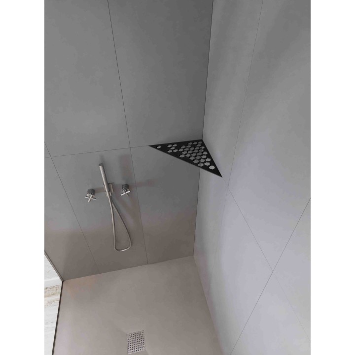 Etagère triangulaire en acier inox brossé
