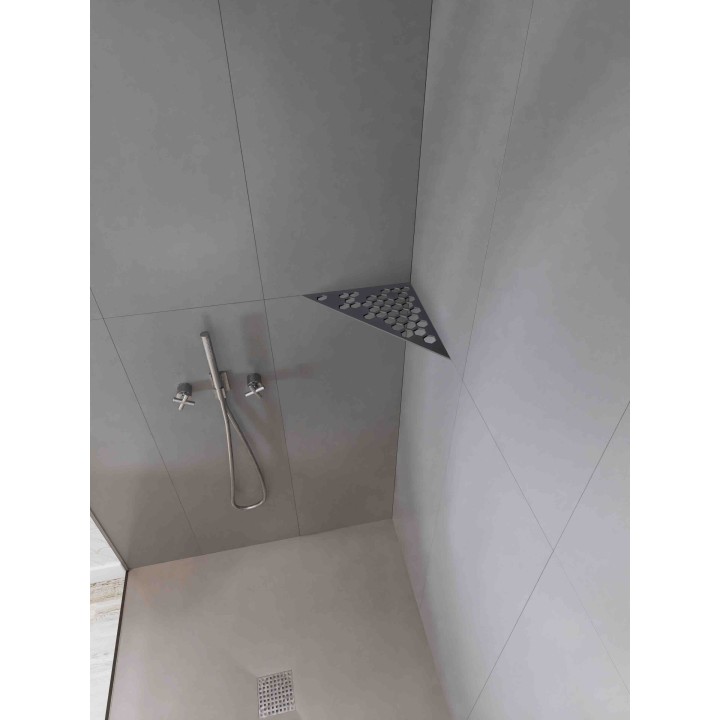 Etagère triangulaire en acier inox brossé