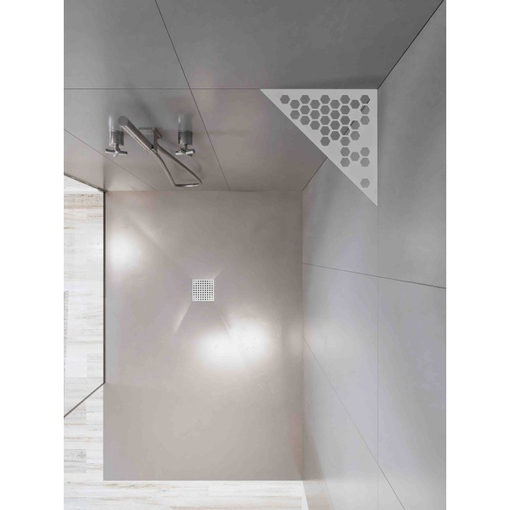 Etagère triangulaire en acier inox brossé