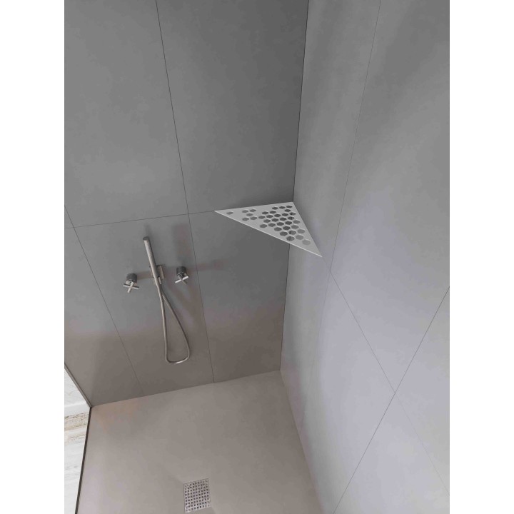 Etagère triangulaire en acier inox brossé