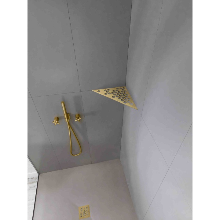 Etagère triangulaire en acier inox brossé