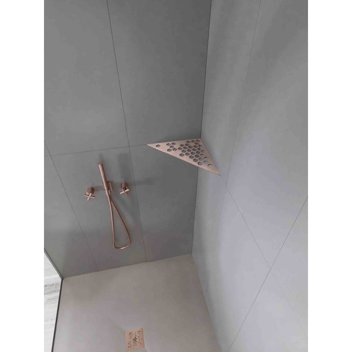 Etagère triangulaire en acier inox brossé