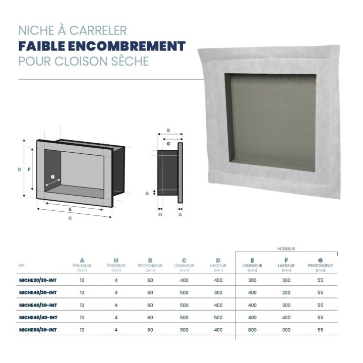 Niche de douche à carreler faible profondeur
