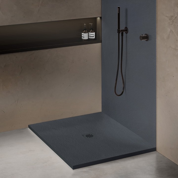 Receveur résine imitation granit - grille carrée