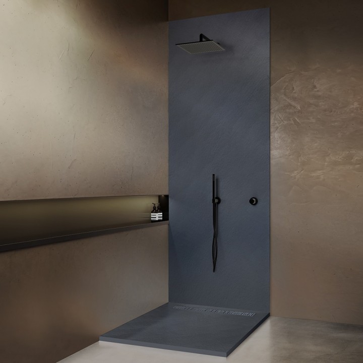 Receveur résine imitation granit - grille carrée