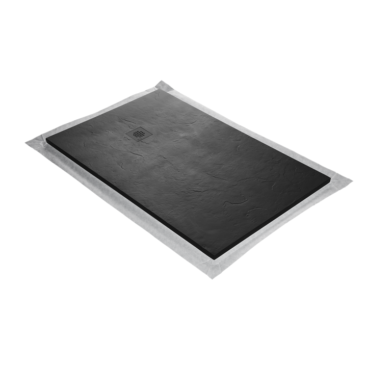 Receveur résine imitation ardoise - grille carrée centrée - 200 x 100 cm - Vue 32