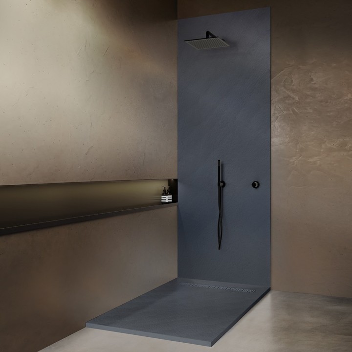 Receveur résine aspect granit grille caniveau