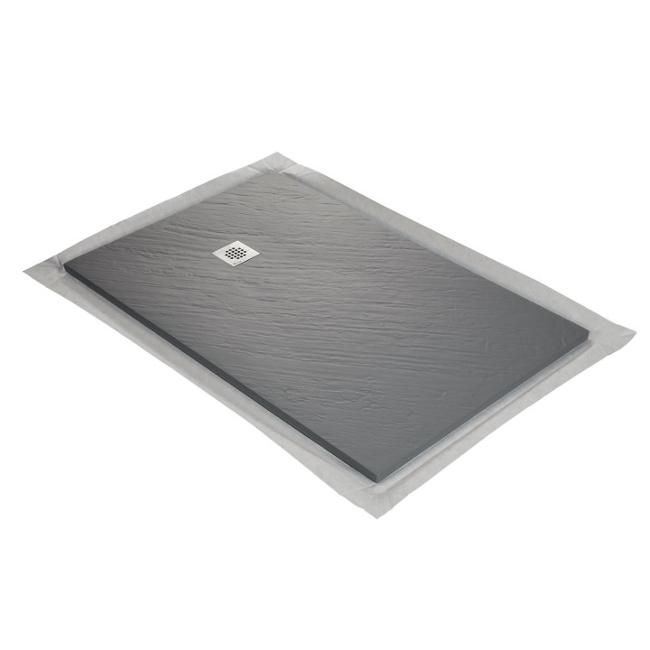 Receveur de douche imitation graphite avec grille carrée