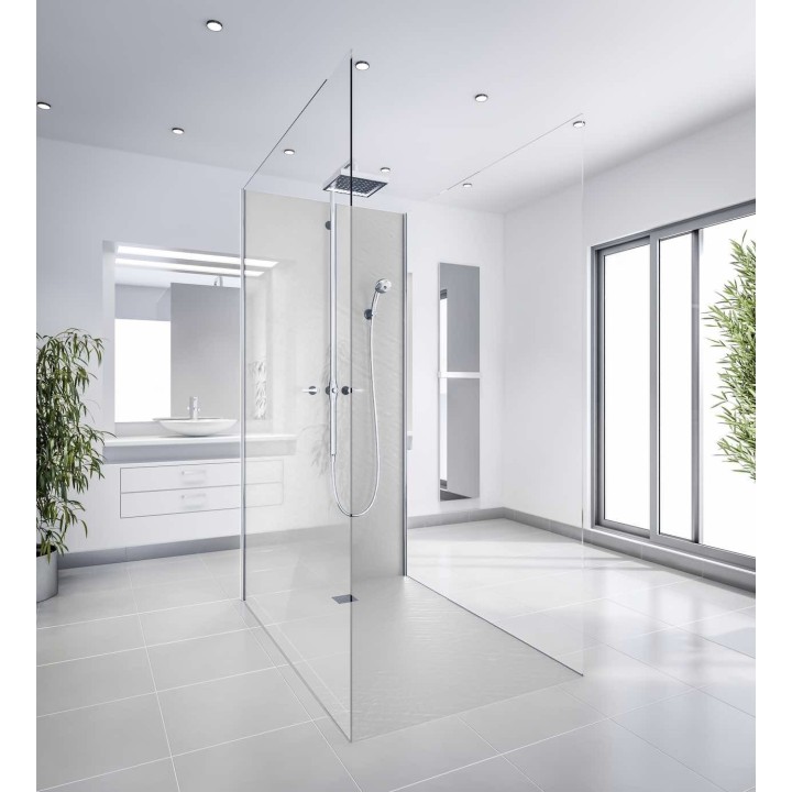 Receveur de douche imitation graphite avec grille carrée