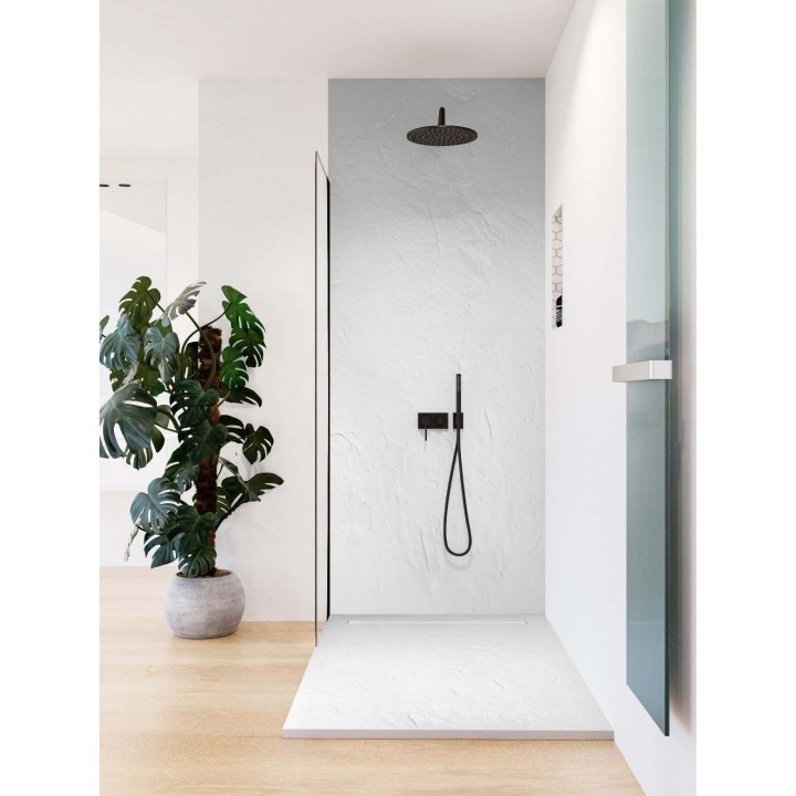 Receveur de douche en résine imitation ardoise avec caniveau
