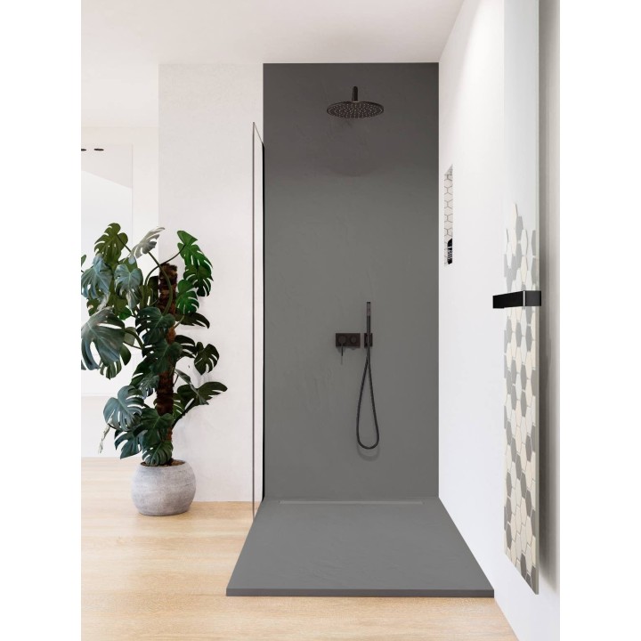 Receveur de douche en résine imitation ardoise avec caniveau
