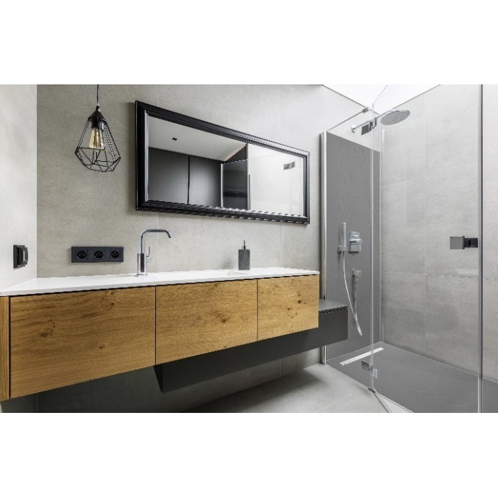 Receveur de douche en résine imitation ardoise avec caniveau