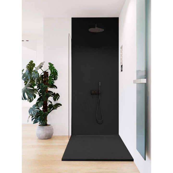 Receveur de douche en résine imitation ardoise avec caniveau