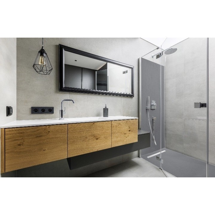 Receveur de douche en résine imitation ardoise avec caniveau