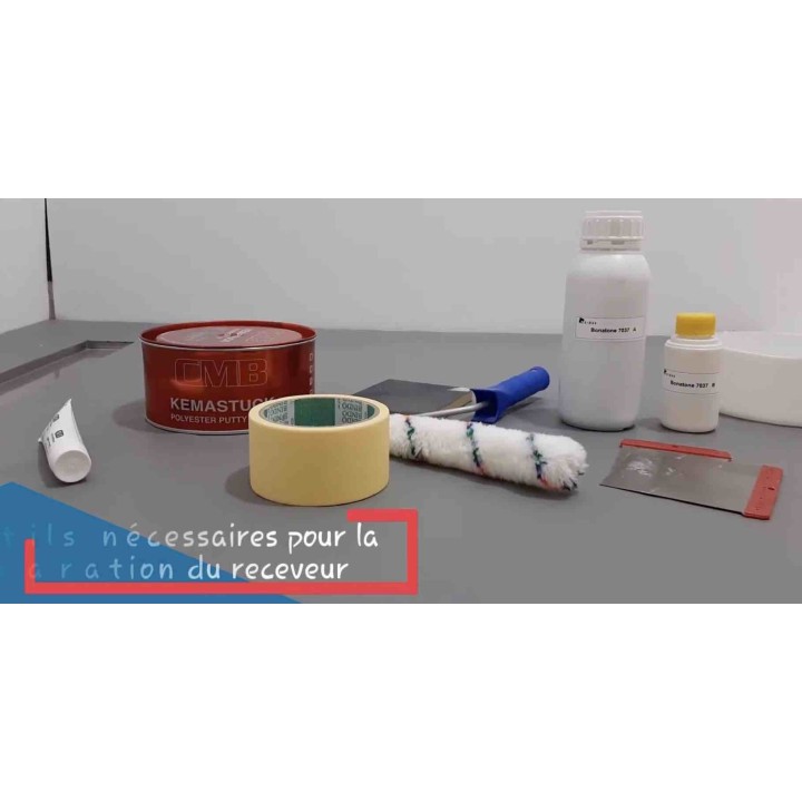 Kit universel de réparation ou rénovation pour receveur de douche en résine