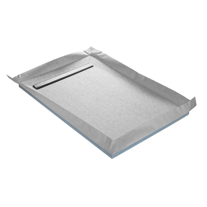 Receveur à carreler caniveau 4 pentes avec étanchéité intégrée