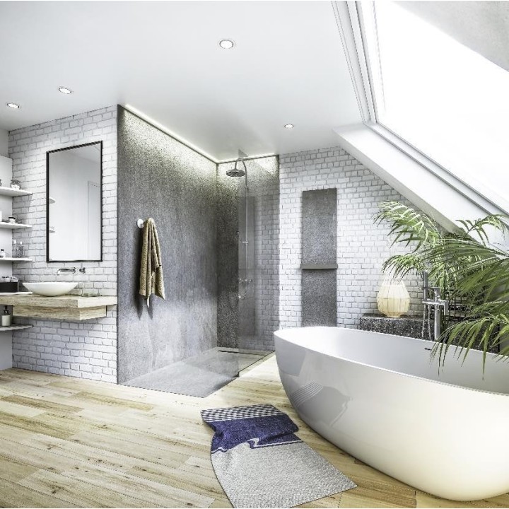 Receveur de douche pierre naturelle avec grille carrée