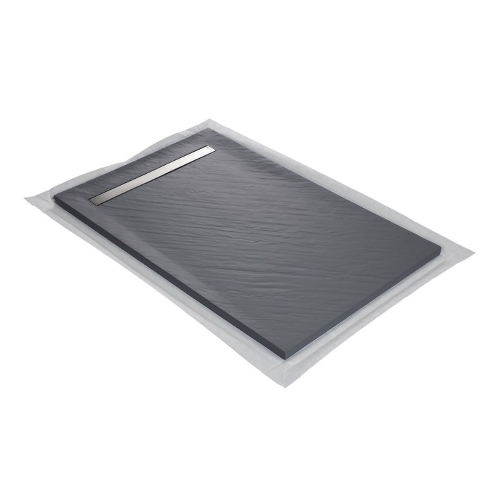 Receveur de douche imitation graphite avec grille caniveau