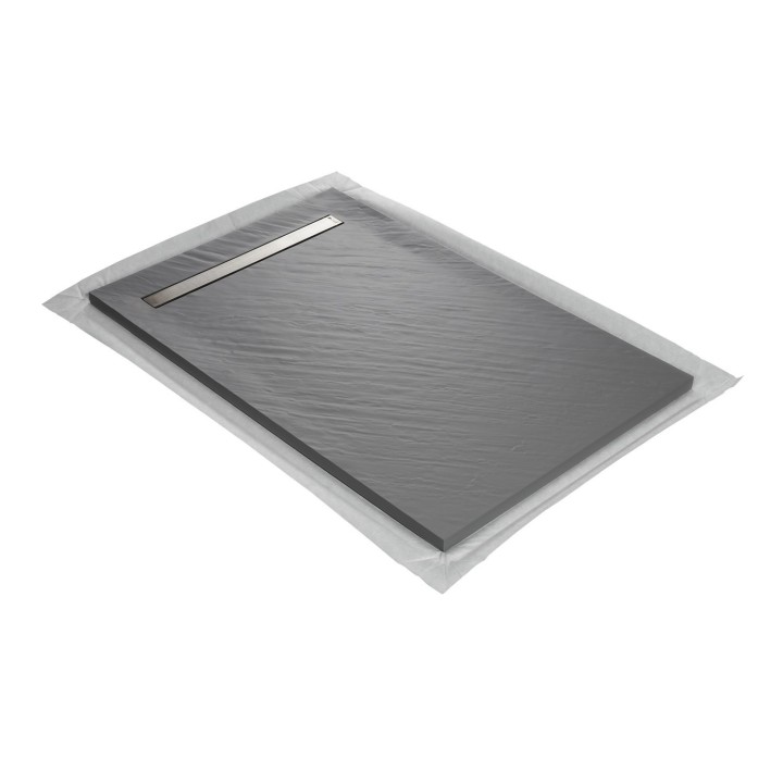 Receveur de douche imitation graphite avec grille caniveau