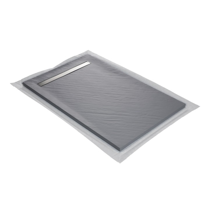 Receveur de douche imitation graphite avec grille caniveau