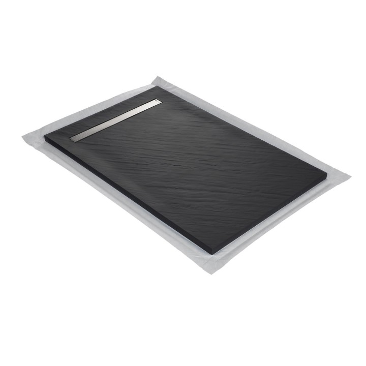 Receveur de douche imitation graphite avec grille caniveau