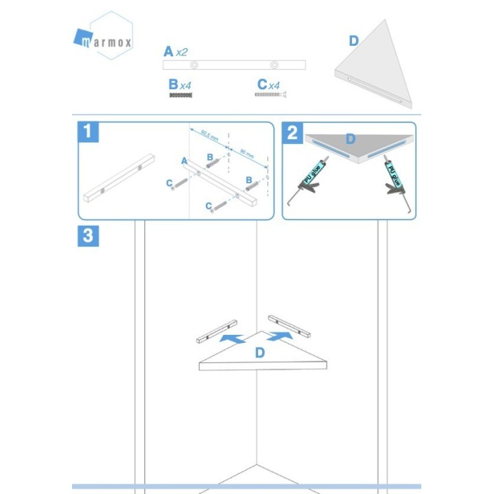 Etagère d'angle en résine