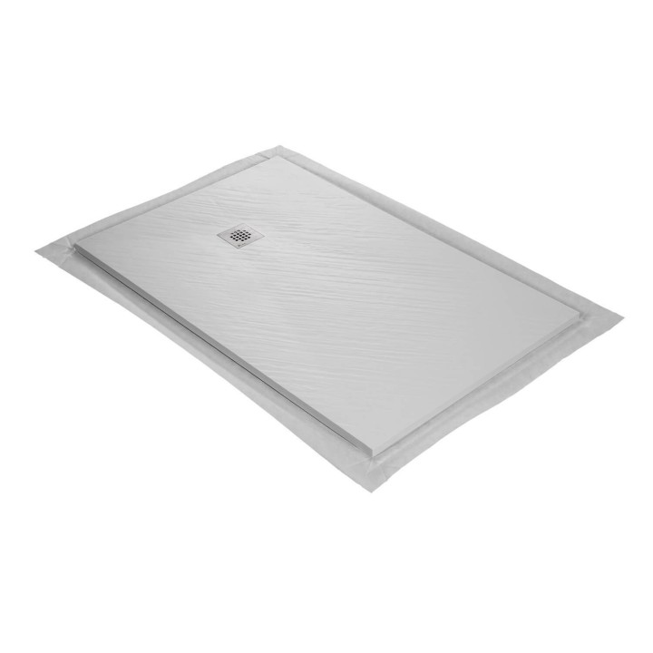 Receveur de douche en résine imitation pierre graphite avec grille carrée