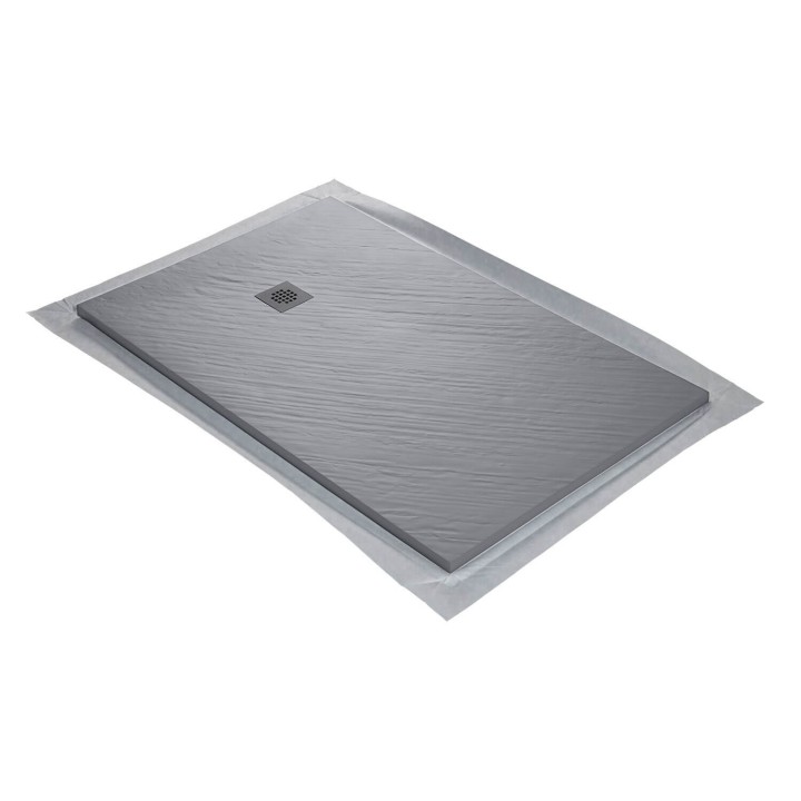 Receveur de douche en résine imitation pierre graphite avec grille carrée