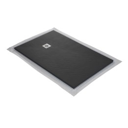 Receveur de douche en résine imitation pierre graphite avec grille carrée