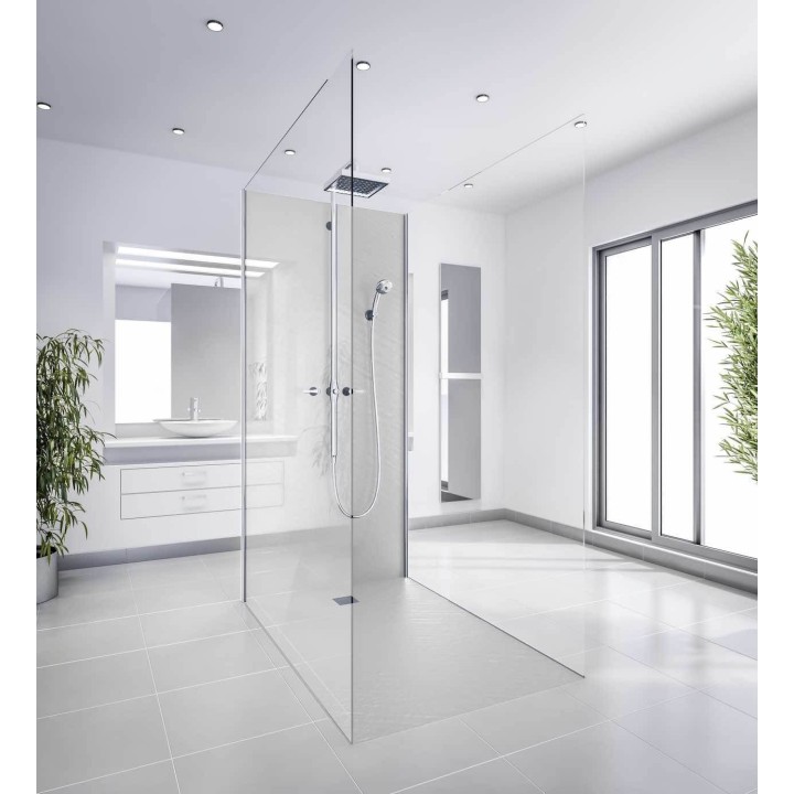 Receveur de douche en résine imitation pierre graphite avec grille carrée