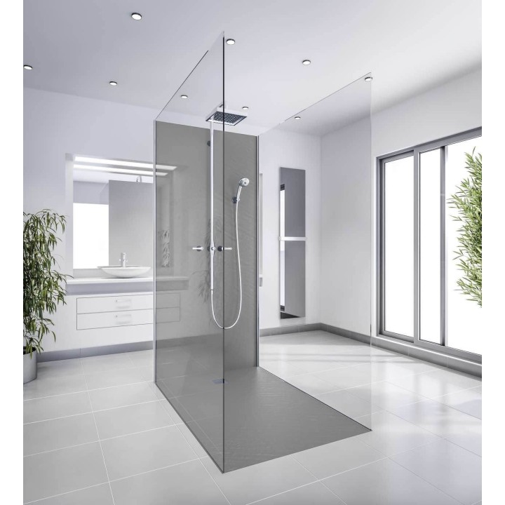 Receveur de douche en résine imitation pierre graphite avec grille carrée